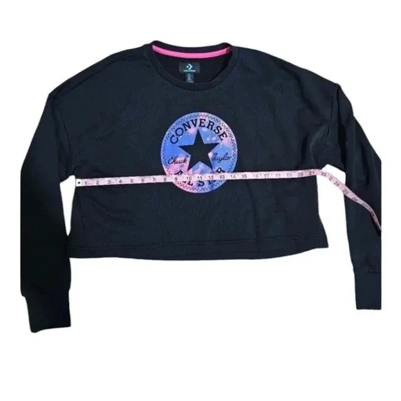 Converse All Star Cropped Sweatshirt L – Y2K Streetwear Skater Academia Style - Picture 7 of 8